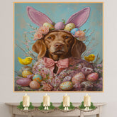 Festive Chesapeake Bay Retriever in a Cheerful Spring Ensemble on Canvas or Print